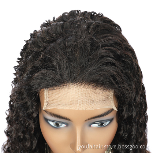 Youfa Cheap Virgin Natural Water Wave Lace Closure Human Hair Wig HD  Transparent Swiss Lace  Closure Wig for Black Women